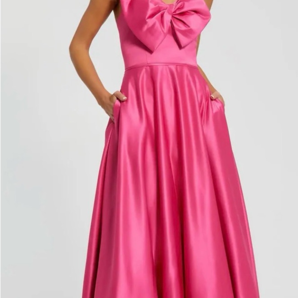 Mac Duggal Hot Pink Satin Ballgown with Bow